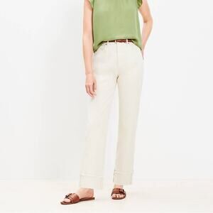 Ann Taylor Loft High Rise The Straight Cuffed Jeans Ivory Size 12